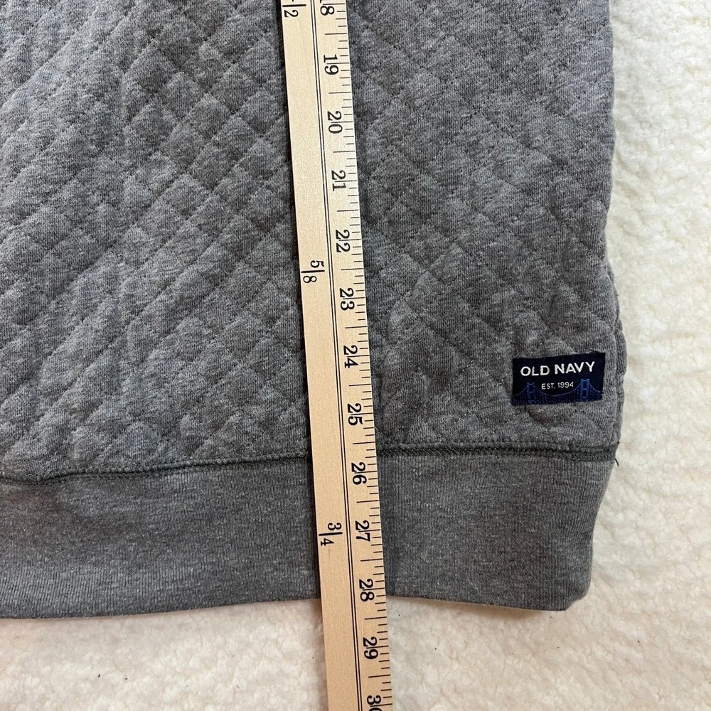 Old Navy Pullover Mens Large Gray Quilted 1/4 Snap Mock Neck Heathered